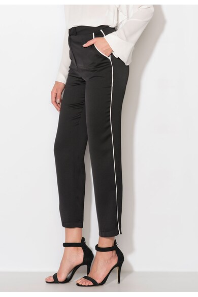 Zee Lane Collection Pantaloni negri cu vipusca alba Femei