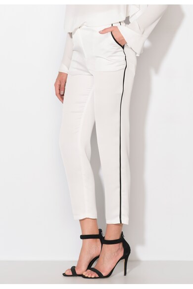 Zee Lane Collection Pantaloni albi cu vipusca neagra Femei