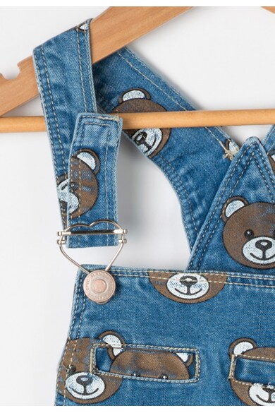 Zee Lane Kids Salopeta albastra convertibila din denim cu design ursulet Fete