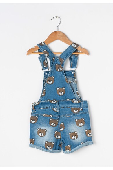 Zee Lane Kids Salopeta albastra convertibila din denim cu design ursulet Fete