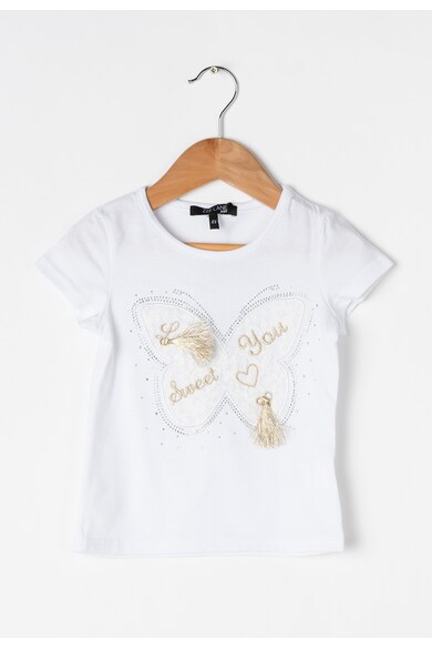 Zee Lane Kids Set alb cu auriu de tricou si fusta cu dantela Fete