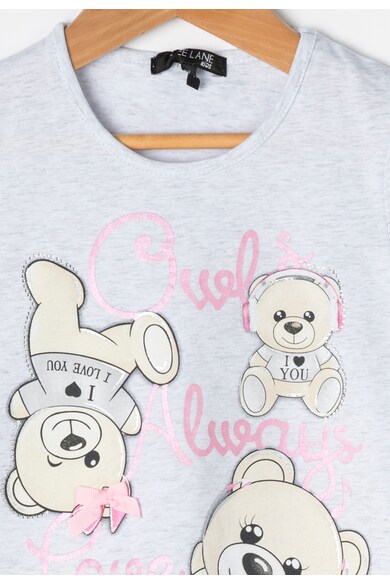 Zee Lane Kids Детска тениска в светлосив меланж с декорации Момичета