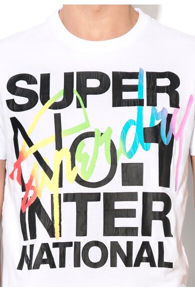 SUPERDRY Tricou alb cu imprimeu text Interlocked Barbati