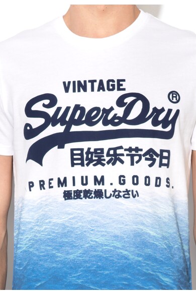 SUPERDRY Тениска в бяло и синьо с фигурална шарка Мъже