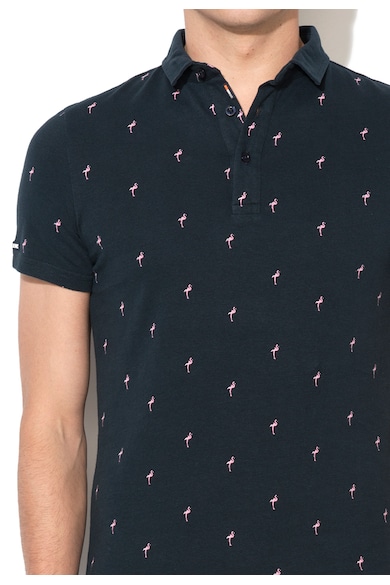 SUPERDRY Tricou polo bleumarin inchis cu pasari flamingo City Barbati