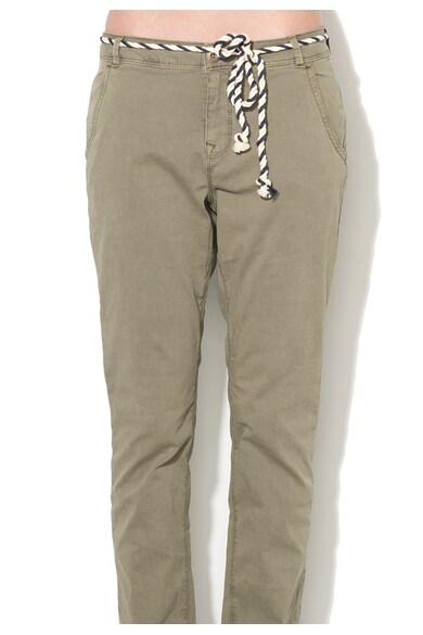 Tom Tailor Pantaloni chino verde militar cu un cordon Femei