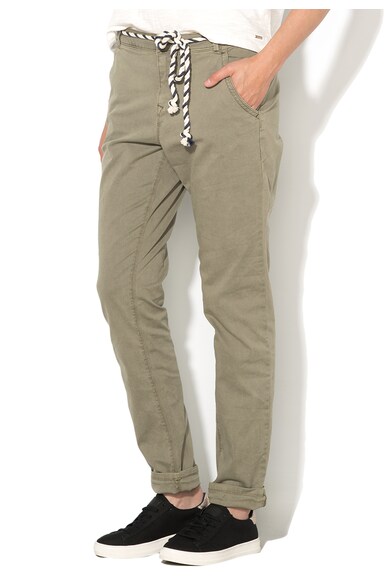 Tom Tailor Pantaloni chino verde militar cu un cordon Femei