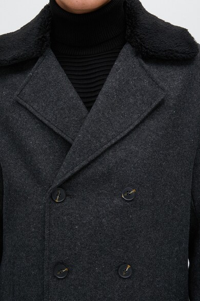 KOTON Dupla gombsoros kabát műszőrme részletekkel férfi