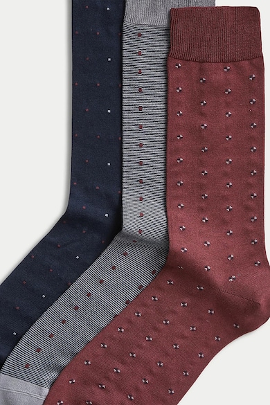 Marks & Spencer Hosszú szárú mintás zokni szett - 3 pár férfi
