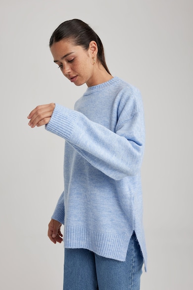DeFacto Пуловер с овално деколте и цепки встрани Жени