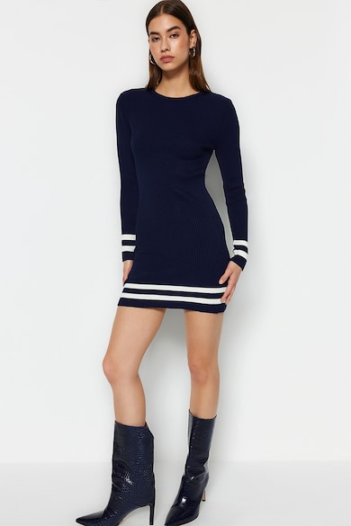 Trendyol Bordázott mini pulóverruha női