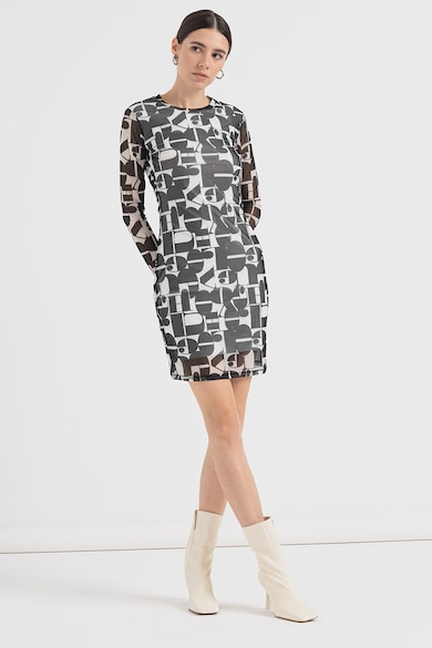 HUGO Namara szűkített ruha betűmintával női
