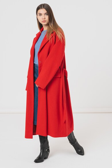 United Colors of Benetton Gyapjútartalmú kabát megkötővel a derekán női