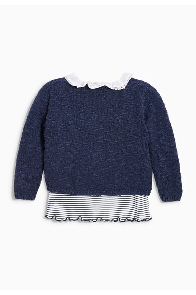 NEXT Set de cardigan bleumarin cu alb si tricou in dungi Fete