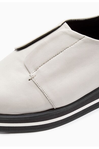 NEXT Pantofi flatform albi de piele cu clapa Femei