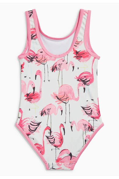NEXT Costum de baie intreg alb cu roz Flamingos Fete