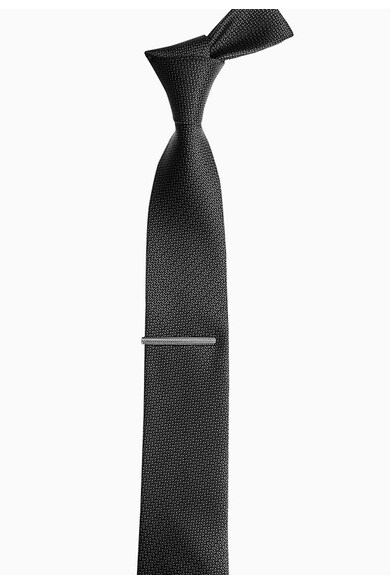 NEXT Antracitszürke Texturált Nyakkendő&Klipsz Szett férfi