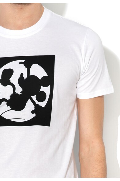 Disney Tricou alb cu imprimeu negru Mickey Femei