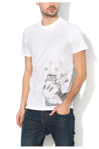 Disney Tricou alb cu imprimeu gri Minnie Barbati