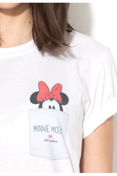 Disney Tricou alb cu imprimeu negru cu rosu Minnie Femei