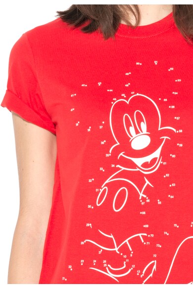 Disney Unisex Mickey Piros Póló Fehér Lenyomattal női