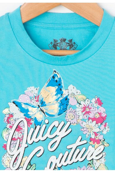 Juicy Couture Tricou turcoaz cu imprimeu si strasuri Summer Daze Fete
