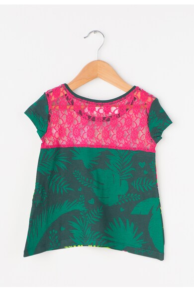 DESIGUAL Tricou in nuante de verde cu imprimeuri diverse Lluvia Fete