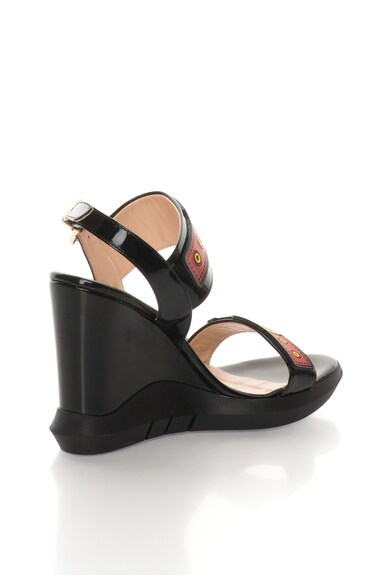 Love Moschino Sandale wedge negre cu aplicatie rosu cu galben Femei