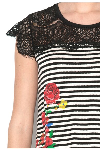 DESIGUAL Bluza negru si alb cu imprimeu Lena Femei