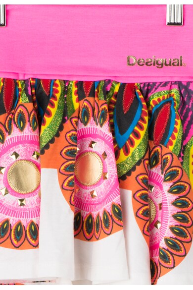 DESIGUAL Fusta alb cu roz neon si particule stralucitoare Sobremunt Fete