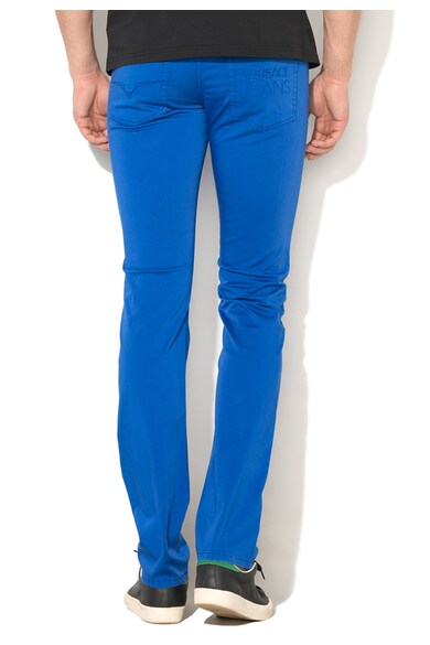 Versace Jeans Pantaloni albastri slim fit cu broderie logo Barbati