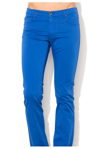 Versace Jeans Pantaloni albastri slim fit cu broderie logo Barbati