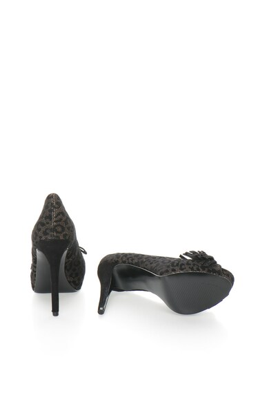 GUESS Pantofi peep-toe negri cu animal print Femei