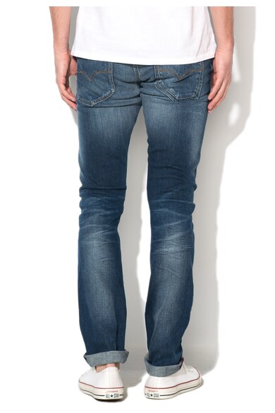 GUESS JEANS Jeansi super skinny albastri cu aspect decolorat Barbati