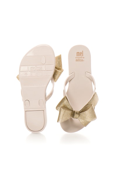 Melissa Papuci flip-flop cauciucati bej cu auriu Harmonic Fete