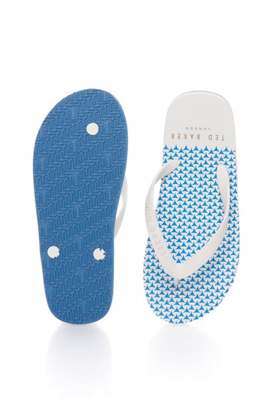 Ted Baker Papuci flip-flop alb cu bleu si model logo Flyxx Barbati