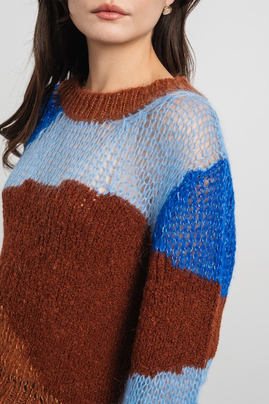 Stefanel Moher gyapjú tartalmú pulóver azsúros részletekkel női
