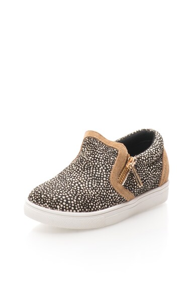 Colors of California Pantofi slip-on maro cu alb din piele cu par scurt Fete