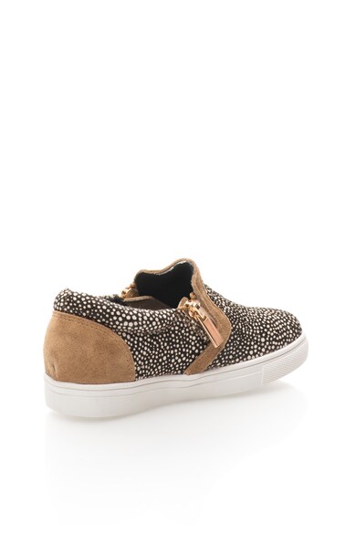 Colors of California Pantofi slip-on maro cu alb din piele cu par scurt Fete