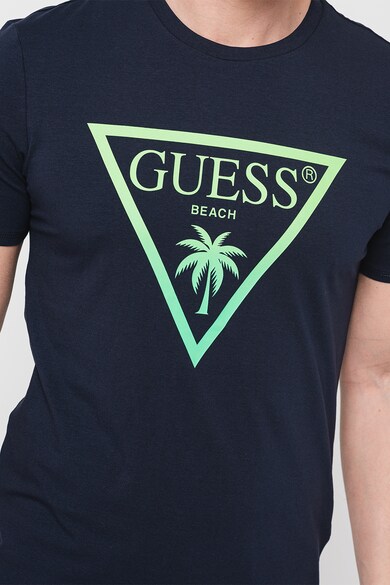 GUESS Tricou cu decolteu la baza gatului si imprimeu logo Barbati