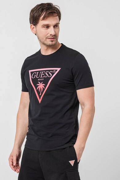 GUESS Тениска с овално деколте и лого Мъже