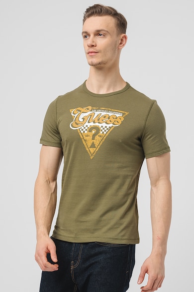 GUESS Tricou de bumbac cu logo Barbati