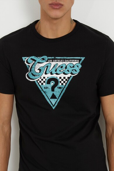 GUESS Tricou de bumbac cu logo Barbati