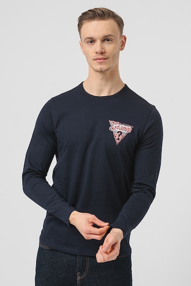 GUESS Памучна блуза с лого на гърдите Мъже