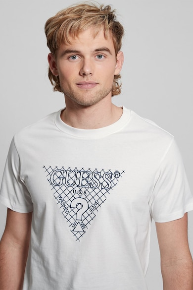 GUESS Тениска с овално деколте и лого Мъже