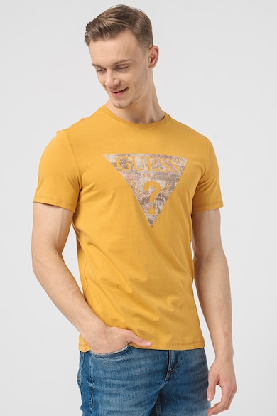 GUESS Tricou cu decolteu la baza gatului si imprimeu logo Barbati