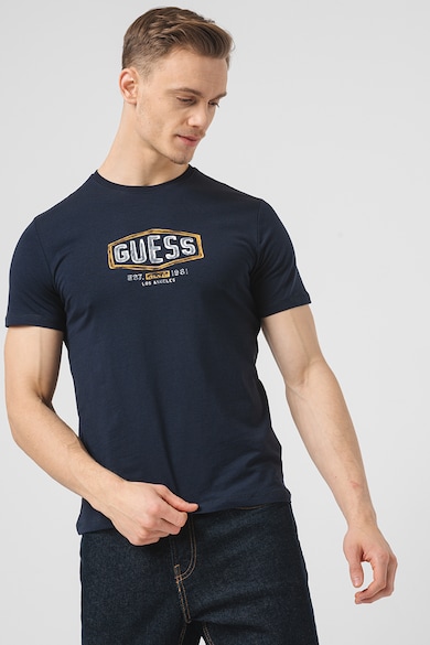 GUESS Tricou cu decolteu la baza gatului si imprimeu logo Barbati