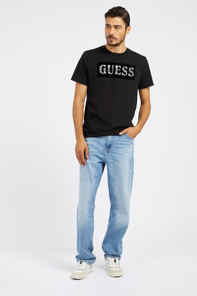 GUESS Tricou cu decolteu la baza gatului si imprimeu logo Barbati