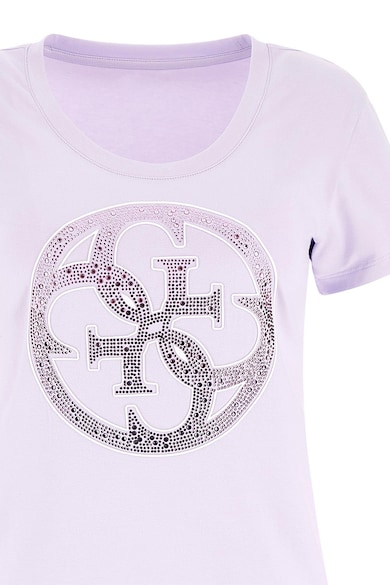 GUESS Тениска слим с лого от декоративни камъни Жени