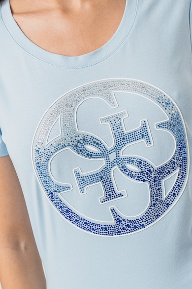 GUESS Тениска слим с лого от декоративни камъни Жени